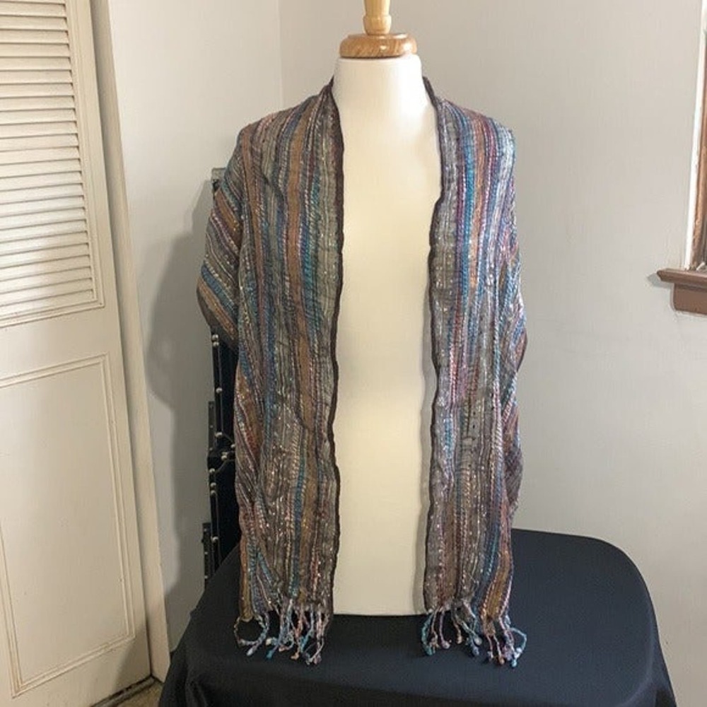 Unbranded. Metallic Boho Womens Fringe Scarf Shawl